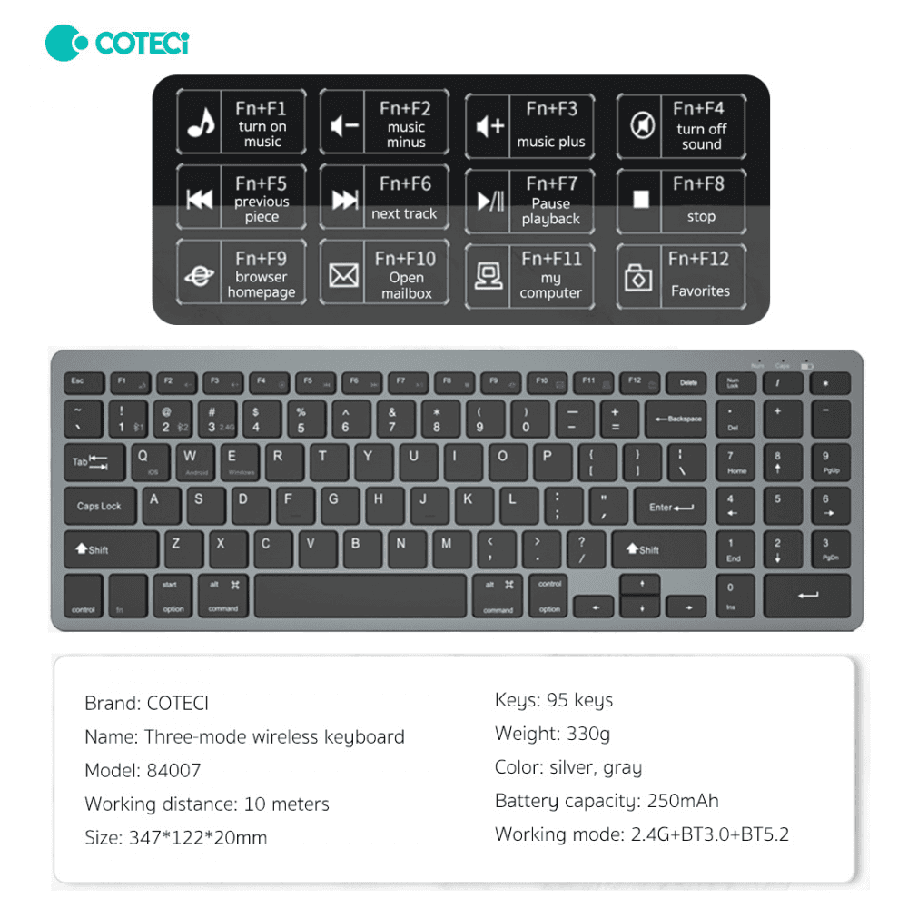 Tastatura Coteci 84007 Siva