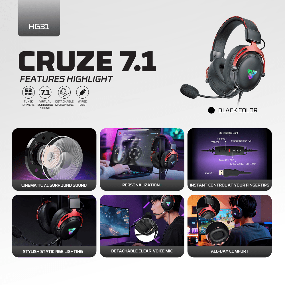 Slusalice Gaming Fantech HG31 Cruze 7.1 Crne