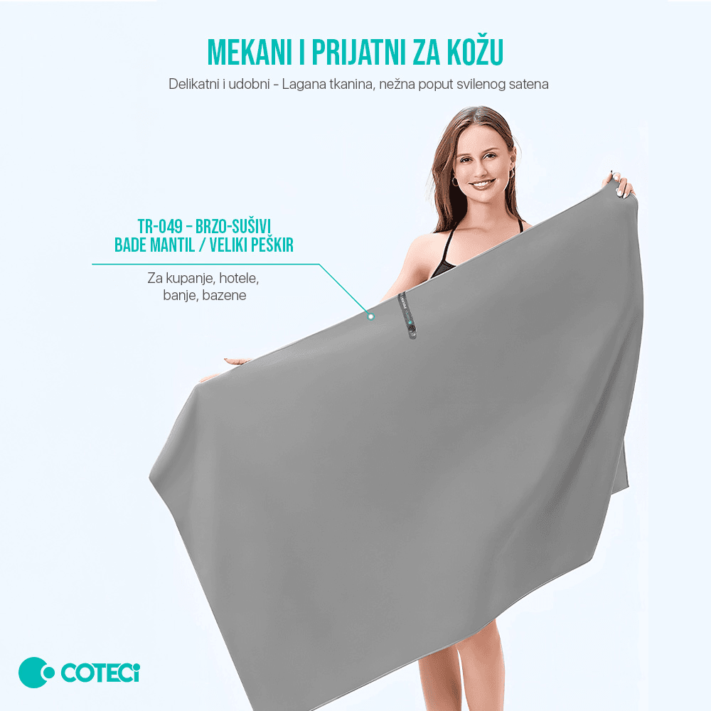 Peskir Coteci Quick Dry 60x120 Sivi