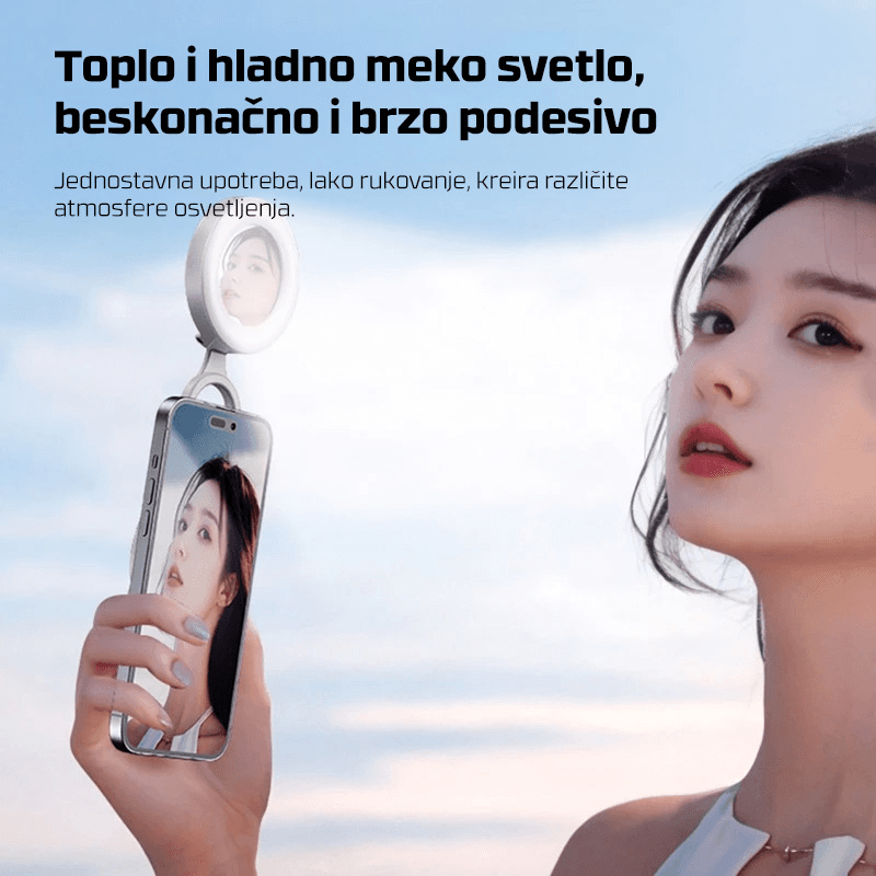 Selfie LED Svetlo Magnetic Belo