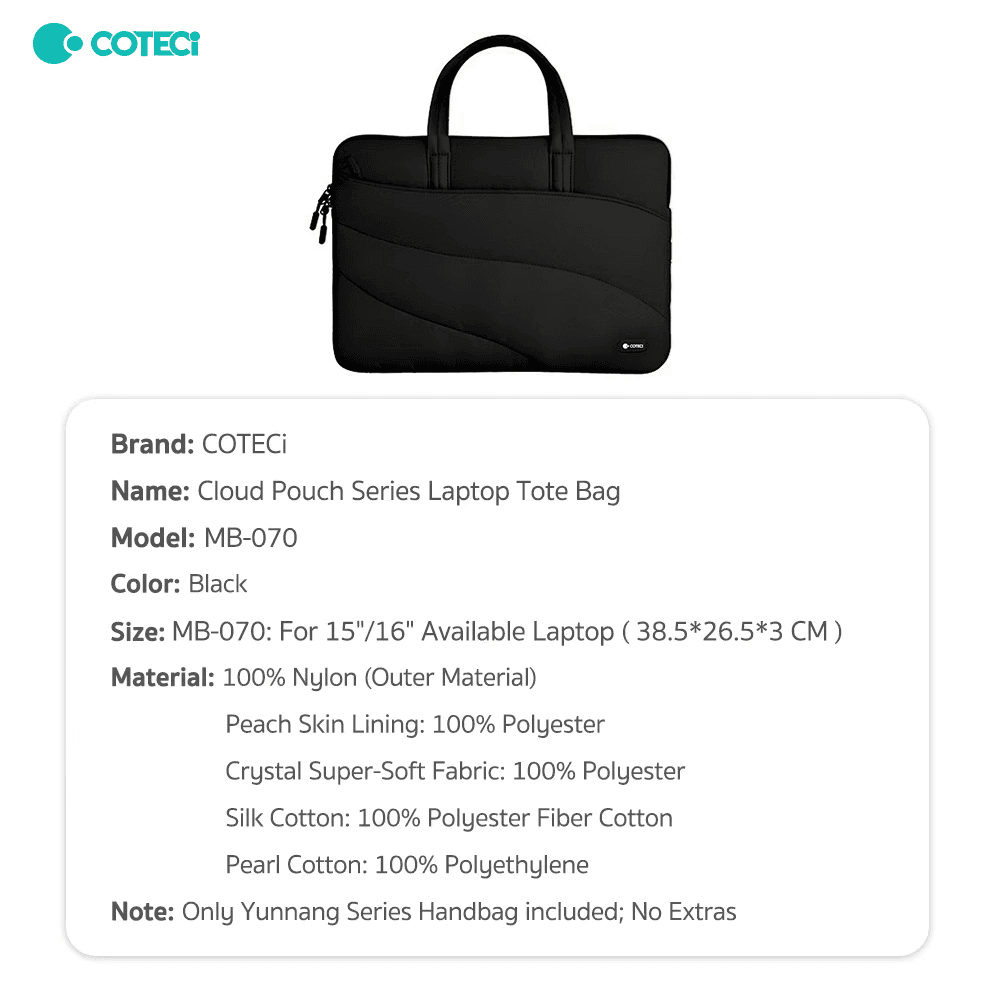 Torba za Laptop Coteci Mb-070 15-16 Inch Crna