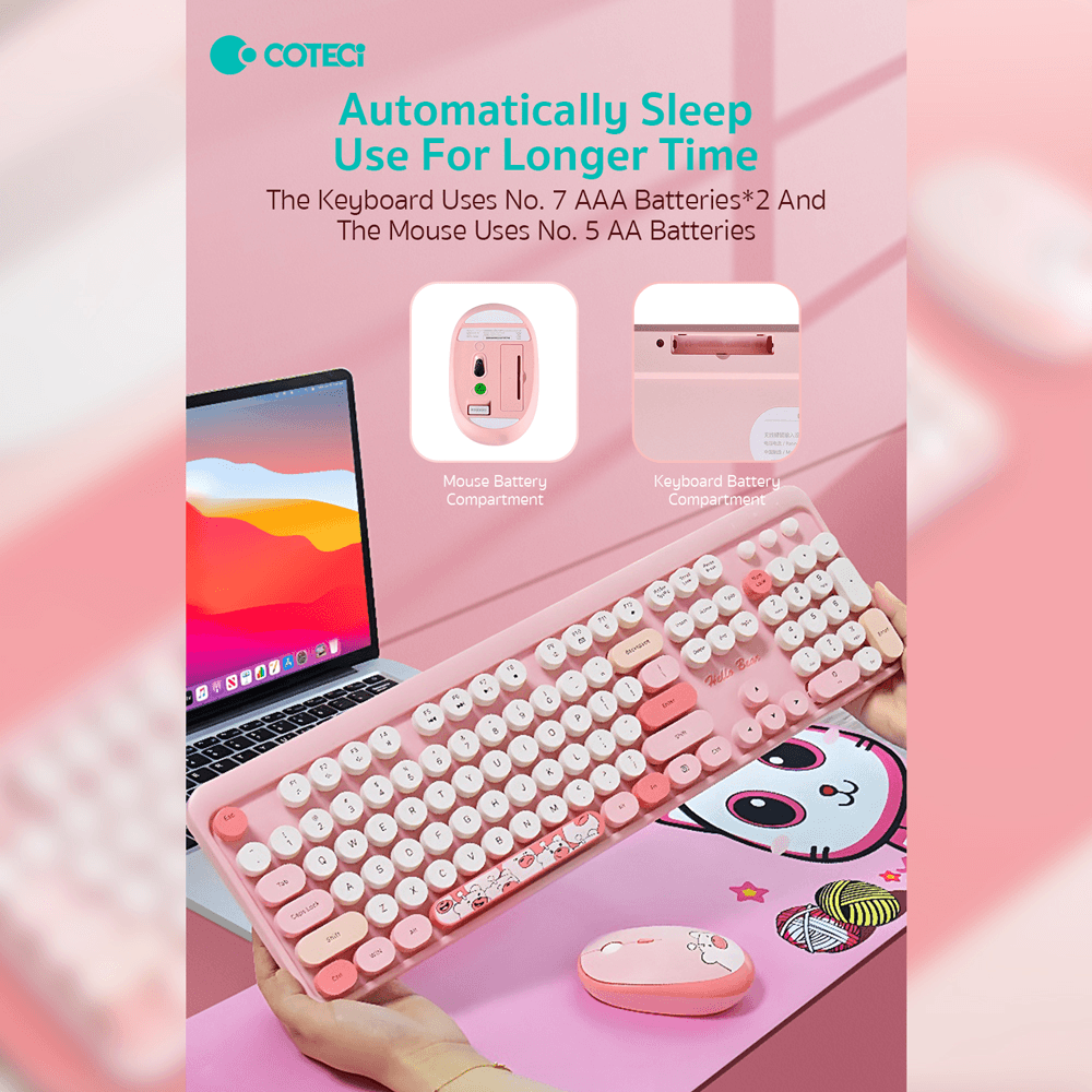Combo Mis i Tastatura Coteci 84021 Pink