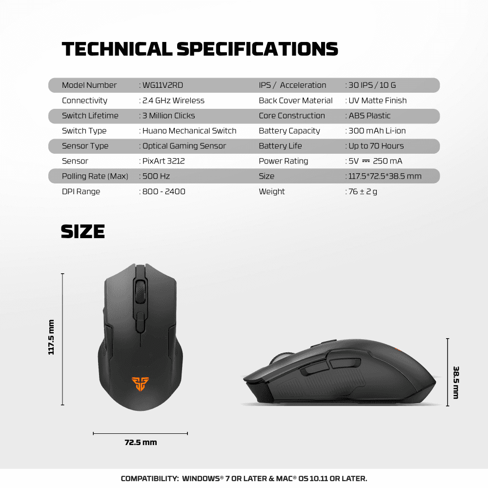 Mis Wireless Fantech Wg11v2rd Cruiser II Crni