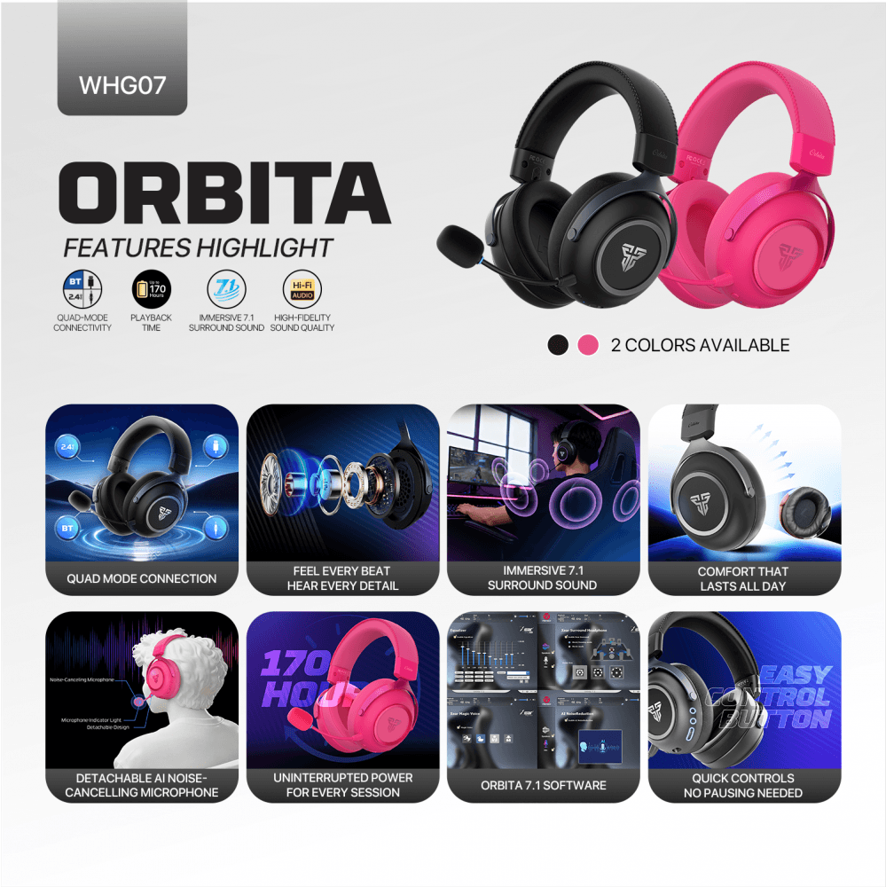 Bluetooth Slusalice Fantech WHG07 Orbita Pink