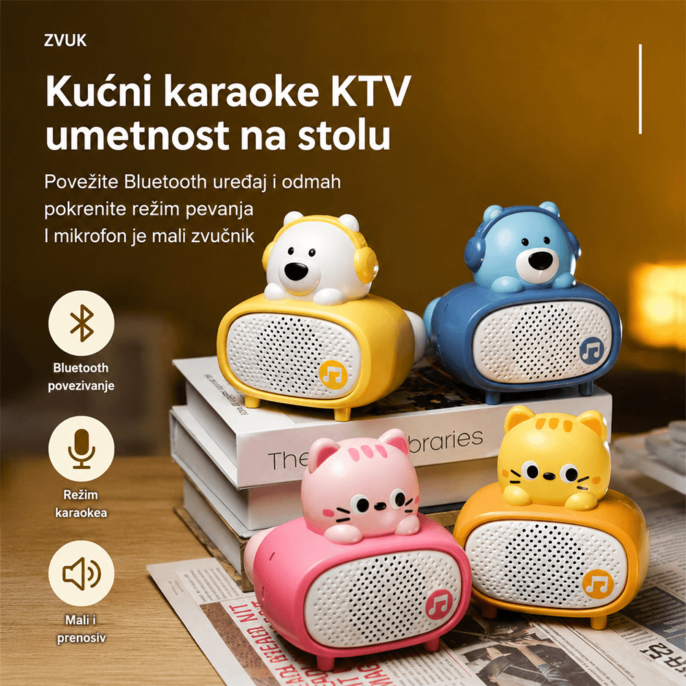 Bluetooth Mikrofon Bear Plavi